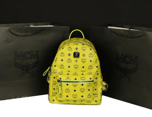 MCM Stark Backpack Large in Calf Leather 8004 Lemon