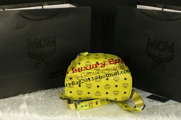 MCM Stark Backpack Large in Calf Leather 8004 Lemon