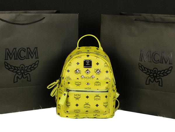 MCM Stark Backpack Medium in Calf Leather 8003 Lemon