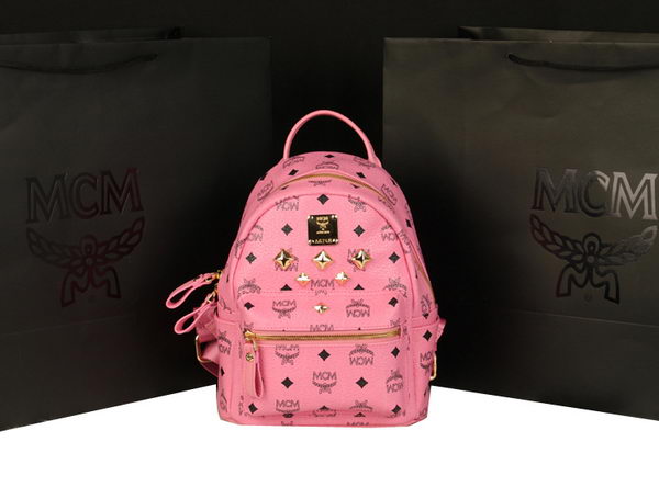 MCM Stark Backpack Medium in Calf Leather 8003 Pink