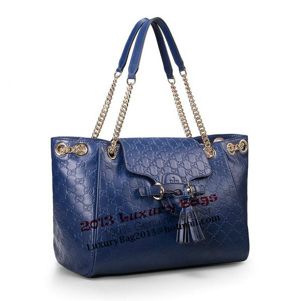 Gucci Emily Guccissima Leather Shoulder Bag 336757 Blue