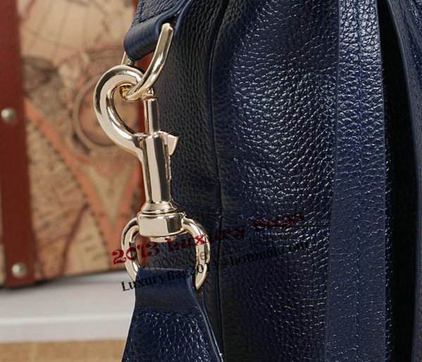 Gucci Twill Calf Leather Top Handle Bag 309529 Blue