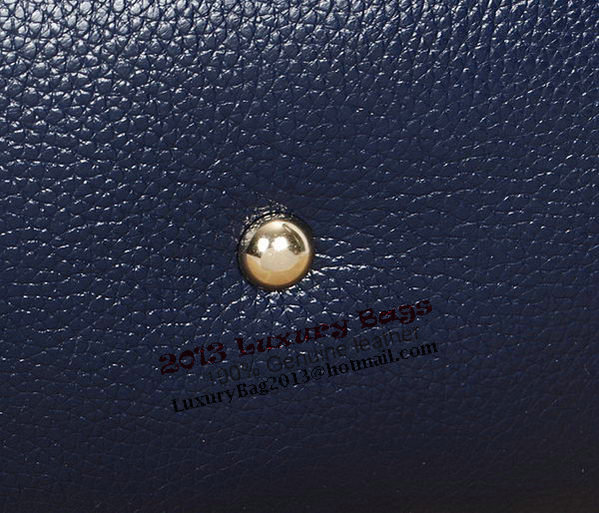 Gucci Twill Calf Leather Top Handle Bag 309529 Blue