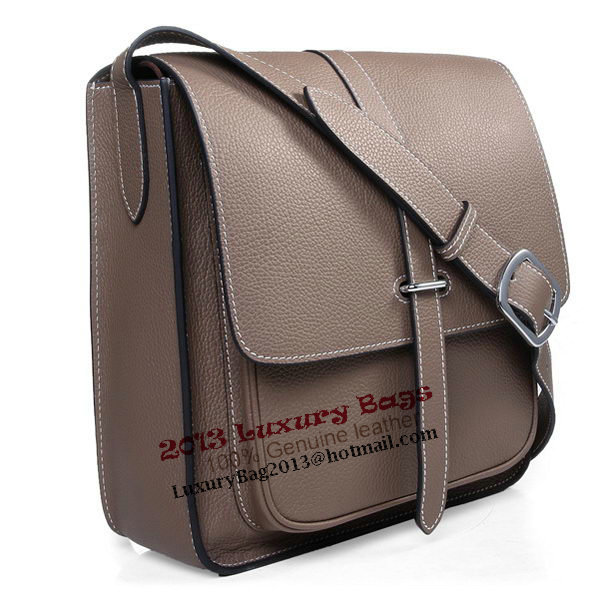 Hermes Etriviere Shoulder Bag Calfskin Leather H2551 Grey