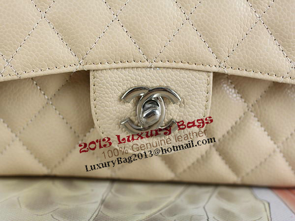 Chanel 2.55 Series Classic Flap Bag 1112 Apricot Original Cannage Pattern Leather Silver