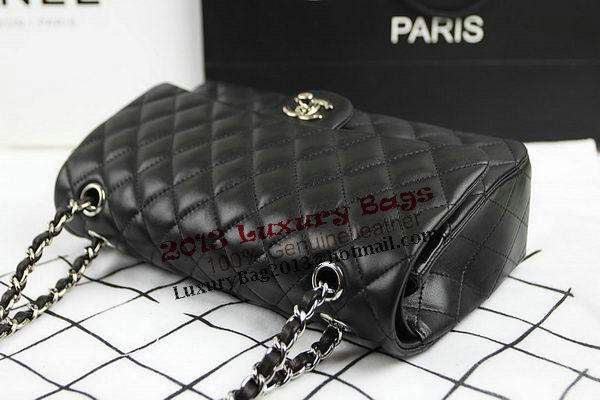 Chanel 2.55 Series Classic Flap Bag 1112 Black Original Sheepskin Leather Silver