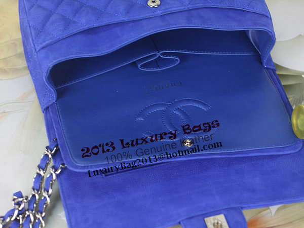 Chanel 2.55 Series Classic Flap Bag 1112 Blue Original Nubuck Cannage Pattern Leather Silver