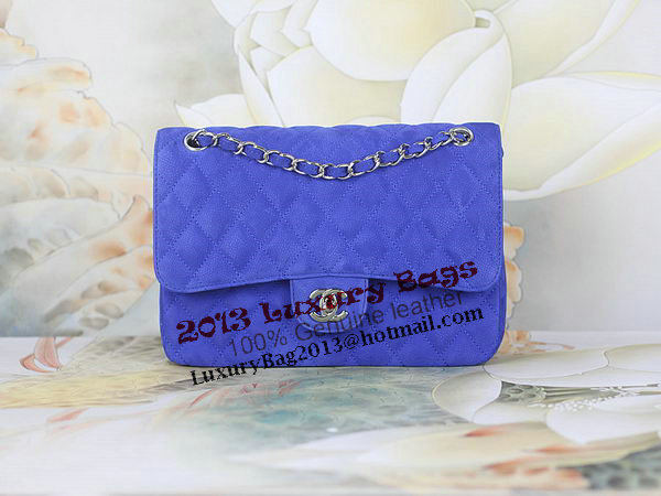 Chanel 2.55 Series Classic Flap Bag 1112 Blue Original Nubuck Cannage Pattern Leather Silver