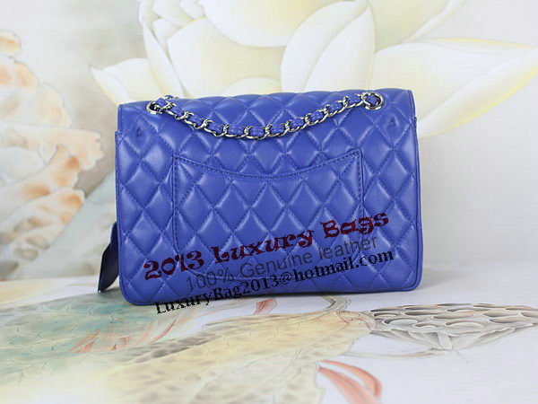 Chanel 2.55 Series Classic Flap Bag 1112 Blue Sheepskin Leather Silver