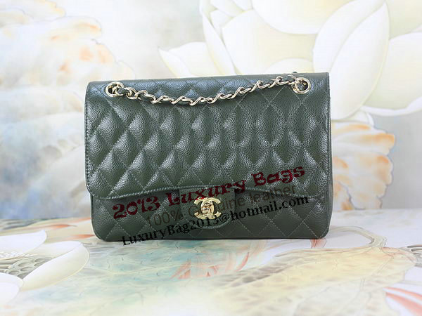 Chanel 2.55 Series Classic Flap Bag 1112 Dark Green Original Cannage Pattern Leather Gold