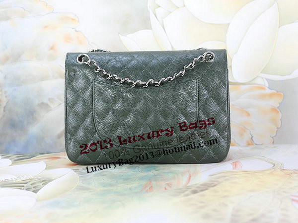 Chanel 2.55 Series Classic Flap Bag 1112 Dark Green Original Cannage Pattern Leather Silver