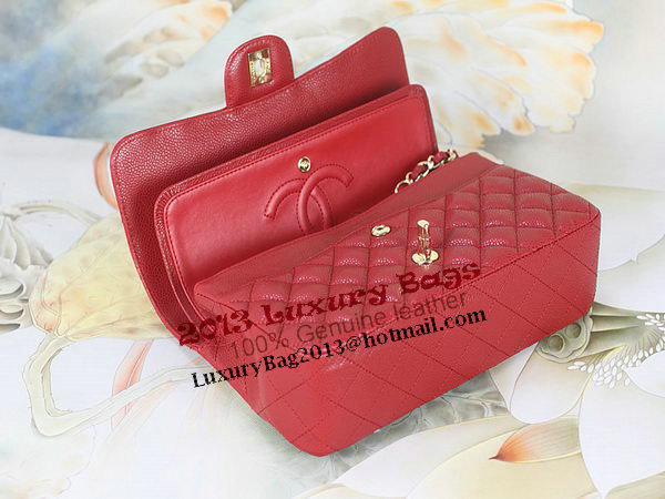 Chanel 2.55 Series Classic Flap Bag 1112 Red Cannage Pattern Original Leather Gold