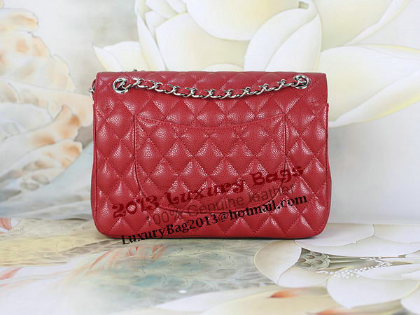 Chanel 2.55 Series Classic Flap Bag 1112 Red Cannage Pattern Original Leather Silver