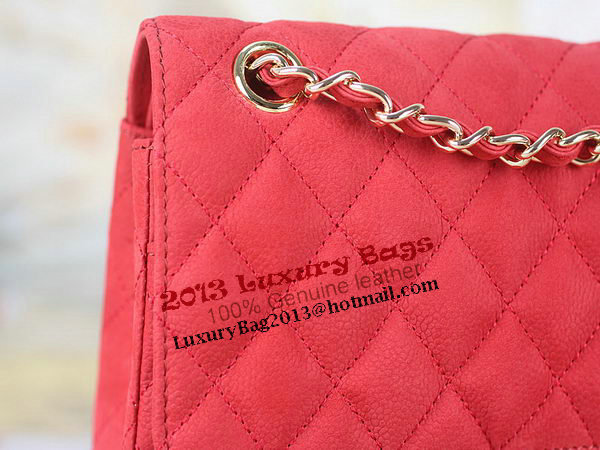 Chanel 2.55 Series Classic Flap Bag 1112 Red Original Nubuck Cannage Pattern Leather Gold