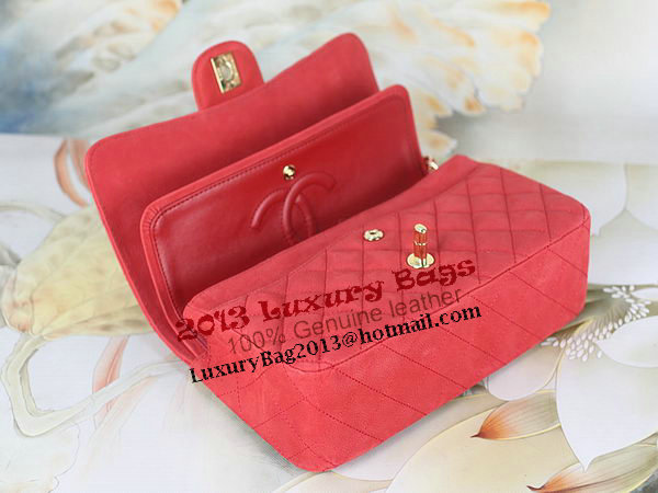 Chanel 2.55 Series Classic Flap Bag 1112 Red Original Nubuck Cannage Pattern Leather Gold