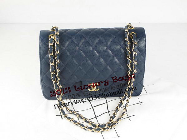 Chanel 2.55 Series Classic Flap Bag 1112 RoyalBlue Cannage Pattern Original Leather Gold