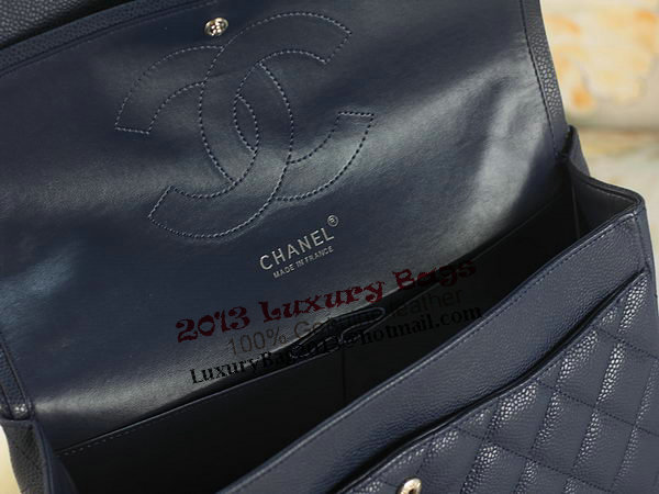 Chanel 2.55 Series Classic Flap Bag 1112 RoyalBlue Cannage Pattern Original Leather Silver