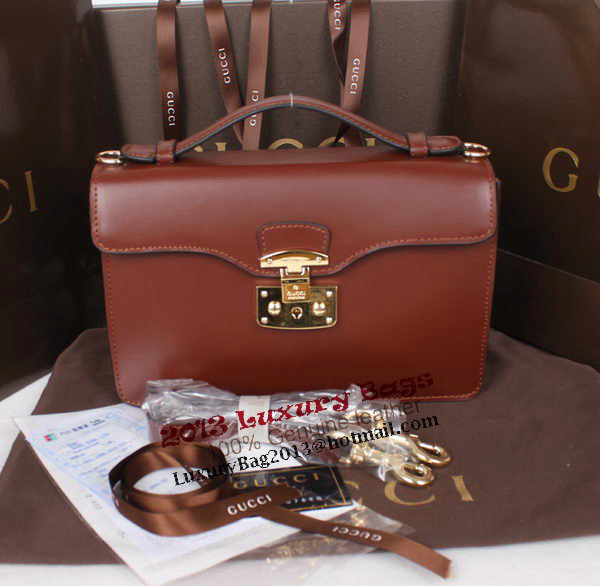 Gucci Lady Lock Calf Leather Briefcase Clutch 331823 Brown