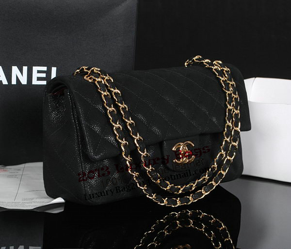Chanel 2.55 Series Classic Flap Bag 1112 Black Original Cannage Pattern Leather Gold
