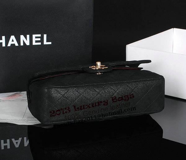 Chanel 2.55 Series Classic Flap Bag 1112 Black Original Cannage Pattern Leather Gold