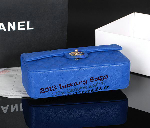 Chanel 2.55 Series Classic Flap Bag 1112 Blue Original Cannage Pattern Leather Gold