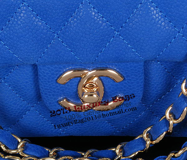 Chanel 2.55 Series Classic Flap Bag 1112 Blue Original Cannage Pattern Leather Gold