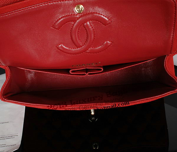 Chanel 2.55 Series Classic Flap Bag 1112 Red Original Cannage Pattern Leather Gold
