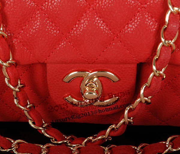 Chanel 2.55 Series Classic Flap Bag 1112 Red Original Cannage Pattern Leather Gold