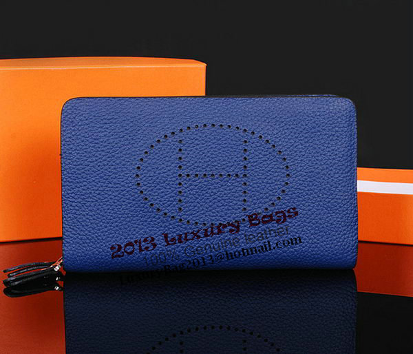 Hermes Evelyn Clutch in Grainy Leather H1013 RoyalBlue