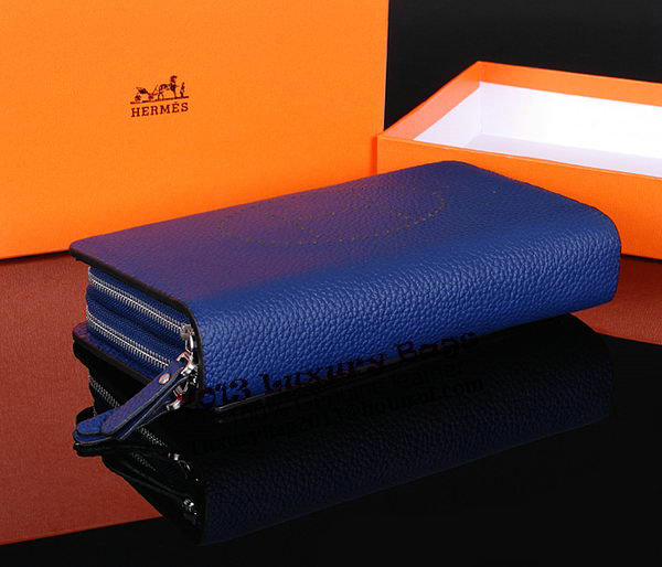 Hermes Evelyn Clutch in Grainy Leather H1013 RoyalBlue