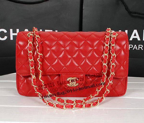 Chanel 2.55 Series Bag 1112 Red Sheepskin Leather Gold