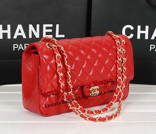 Chanel 2.55 Series Bag 1112 Red Sheepskin Leather Gold