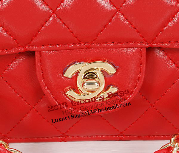 Chanel 2.55 Series Bag 1112 Red Sheepskin Leather Gold