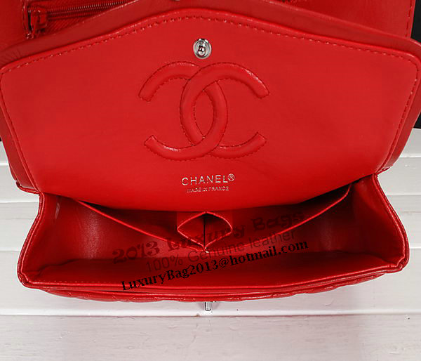 Chanel 2.55 Series Bag 1112 Red Sheepskin Leather Silver