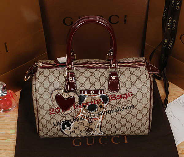 Gucci Joy Supreme Dog Canvas Boston Bag 189895