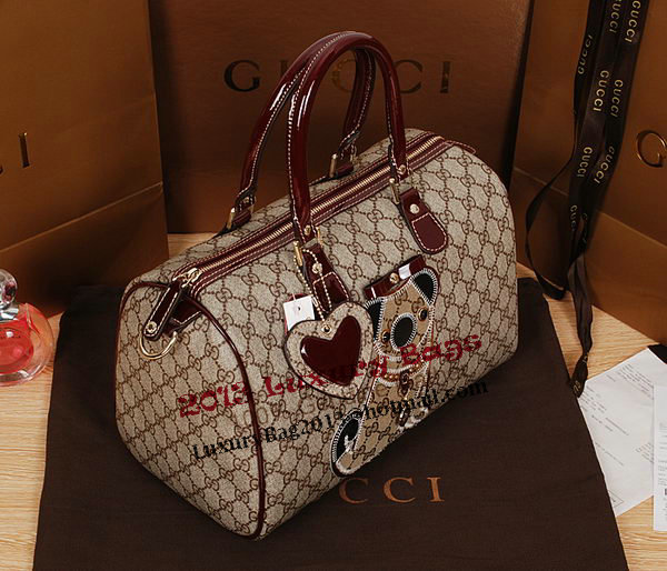 Gucci Joy Supreme Dog Canvas Boston Bag 189895