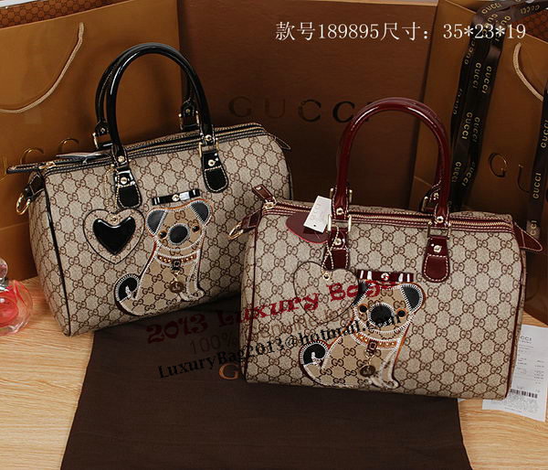 Gucci Joy Supreme Dog Canvas Boston Bag 189895