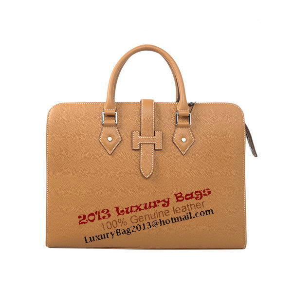 Hermes Mens Briefcase Calf Leather 3309 Wheat