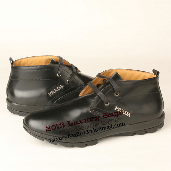 Prada Calf Leather Men Shoe PD290 Black