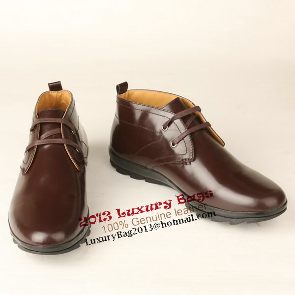 Prada Calf Leather Men Shoe PD290 Brown