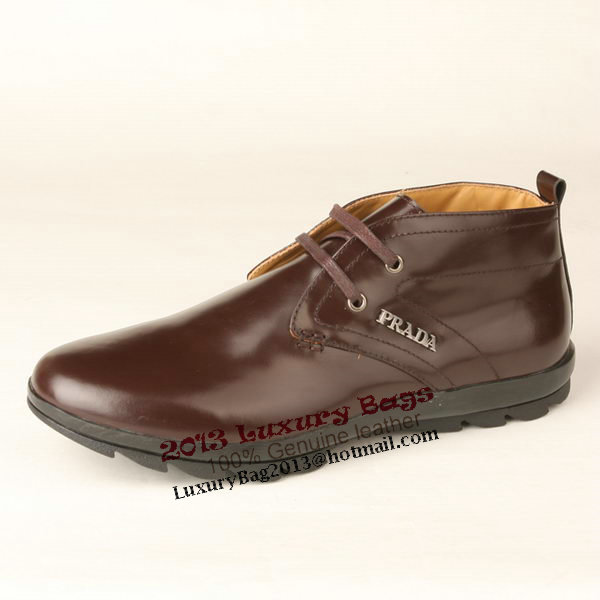 Prada Calf Leather Men Shoe PD290 Brown