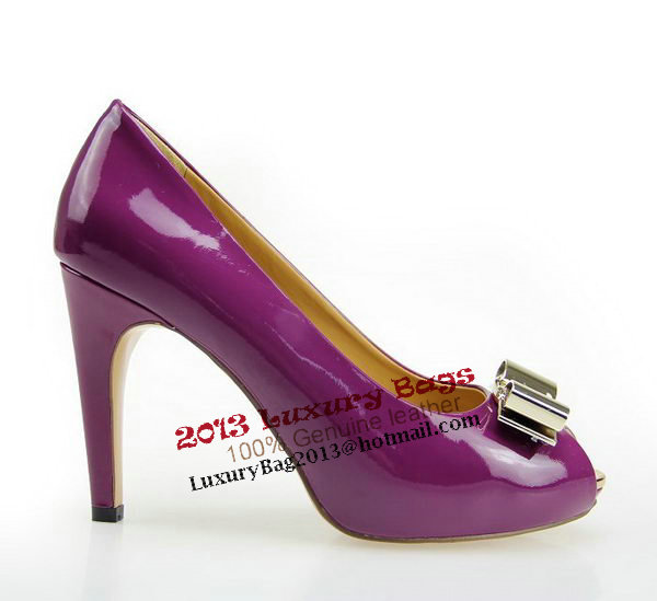 Salvatore Ferragamo Patent Leather 130mm Heel FL0313 Purple