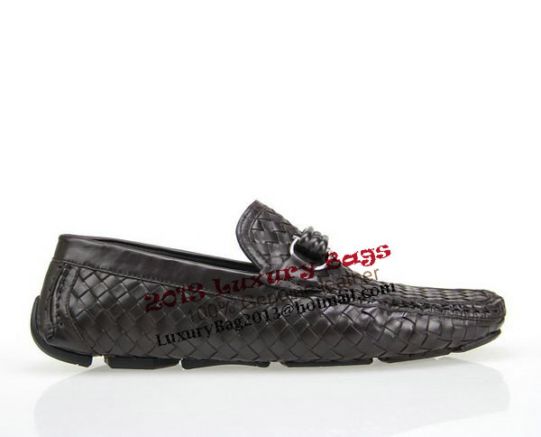 Salvatore Ferragamo Weave Leather Men Shoe FL0315 Brown