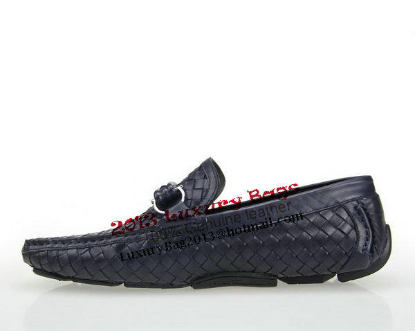 Salvatore Ferragamo Weave Leather Men Shoe FL0315 RoyalBlue