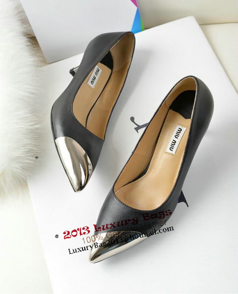 miu miu Sheepskin Leather Point-Toe Pumps MM2124 Black