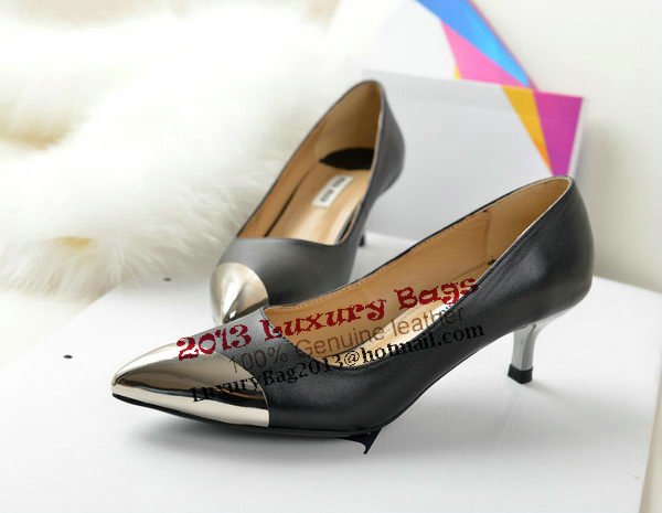 miu miu Sheepskin Leather Point-Toe Pumps MM2124 Black