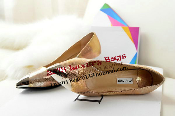 miu miu Sheepskin Leather Point-Toe Pumps MM2124 Gold