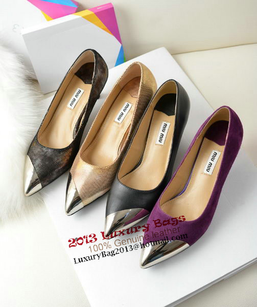 miu miu Sheepskin Leather Point-Toe Pumps MM2124 Purple