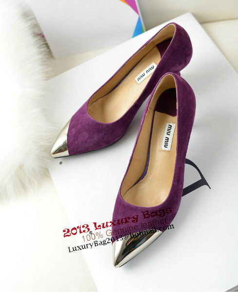 miu miu Sheepskin Leather Point-Toe Pumps MM2124 Purple