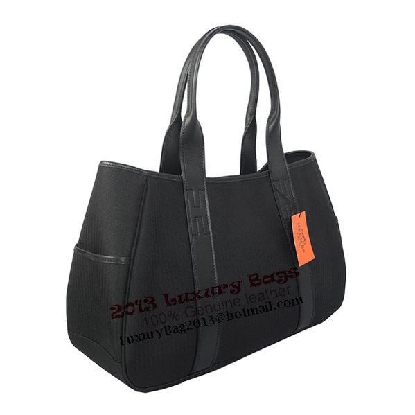Hermes Tote Bag Canvas & Leather H1035 Black